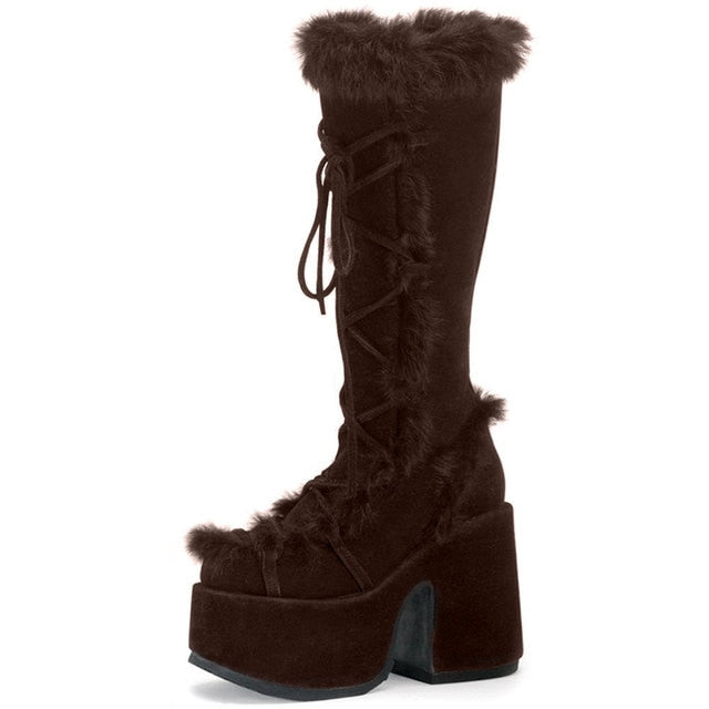 Chunky High Heeled Winter Boots